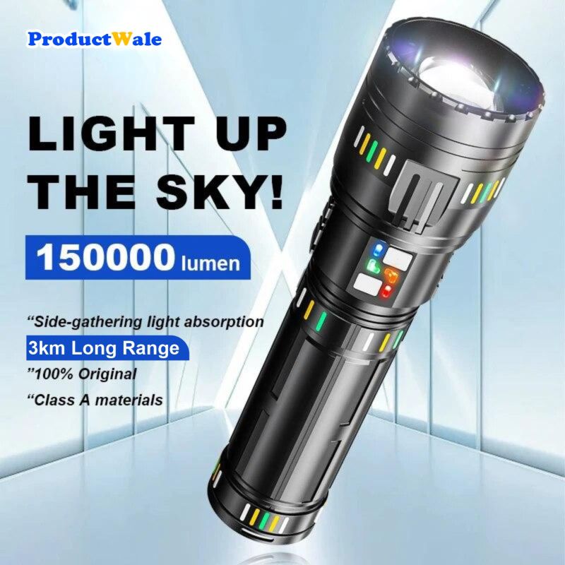 COBA CB-W518 LED Flashlight | 3KM Ultra Long Range Rechargeable Torch | Super Bright, Waterproof, Camping & Security Light
