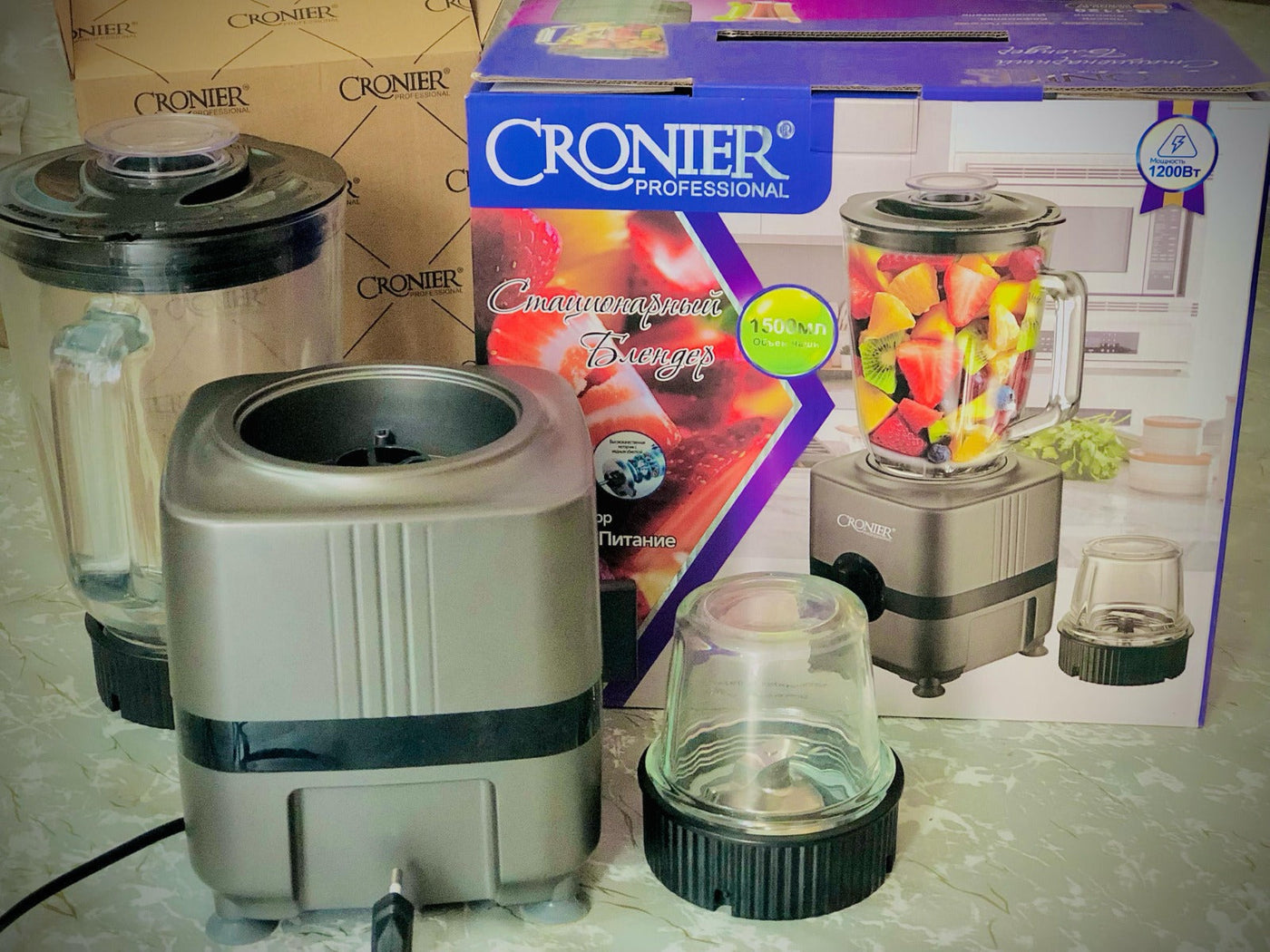 CRONIER Professional CR-1120 High-Performance Multi-Function Blender – 1500ml, 1200W | German Design